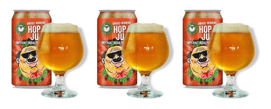 Hop JuJu beer bottle with strong, eye-catching design, showing the characteristics of Imperial IPA
