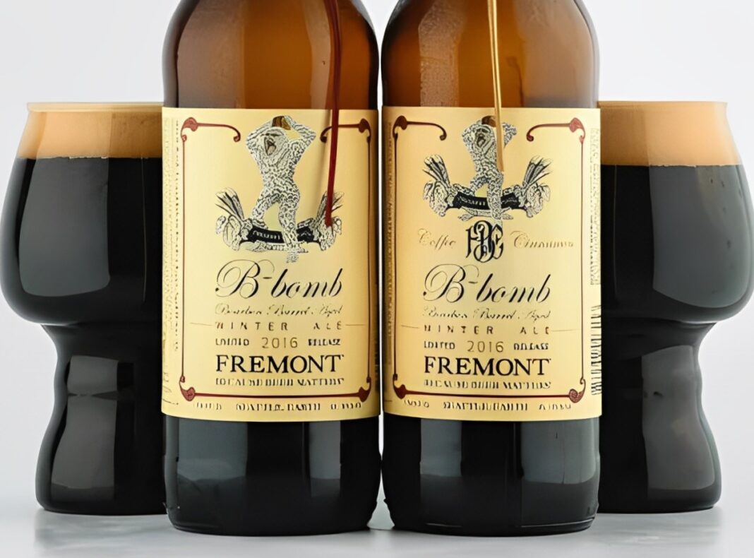 Image of B-Bomb beer bottle from Fremont Brewing, strong style and full of winter spirit.