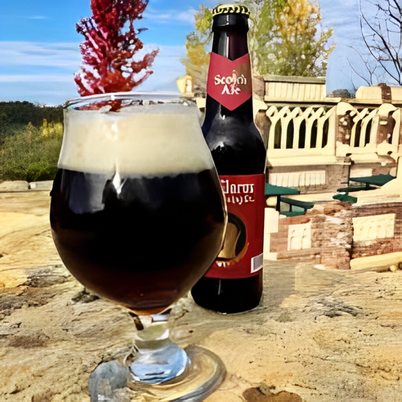 Tulip glass with red Lambic color, bright seeds highlight the first layer of powder - Thumbprint Cran-Bic: The Art of Natural Fermentation