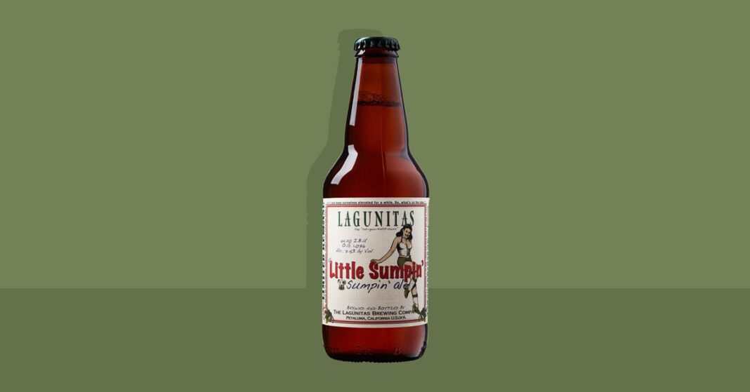 A Little Sumpin' Sumpin' beer bottle stands out with its distinctive label