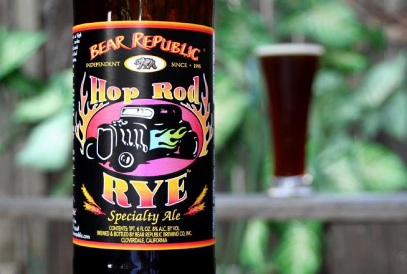Hop Rod Rye beer bottle with distinctive label and attractive color