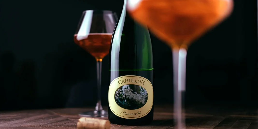 Mamouche beer bottle from Brasserie Cantillon, featuring a distinctive label and minimalist design Mamouche beer bottle from Brasserie Cantillon, featuring a distinctive label and minimalist design