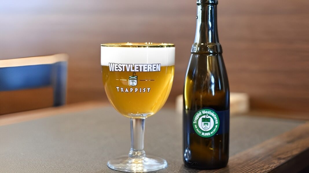 The Trappist Westvleteren Blond beer bottle features a green cap, a symbol of purity. The Trappist Westvleteren Blond beer bottle features a green cap, a symbol of purity.
