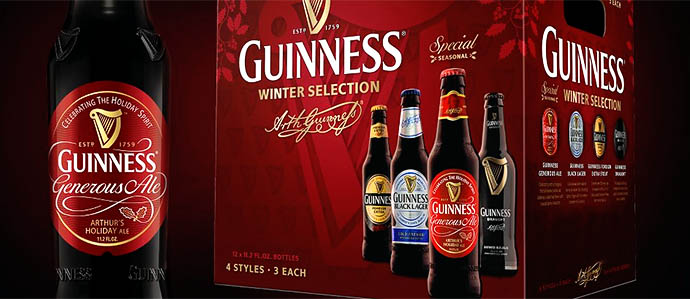 Ảnh chai Guinness Generous Ale rõ nét, thể hiện nhãn và thiết kế đặc trưng