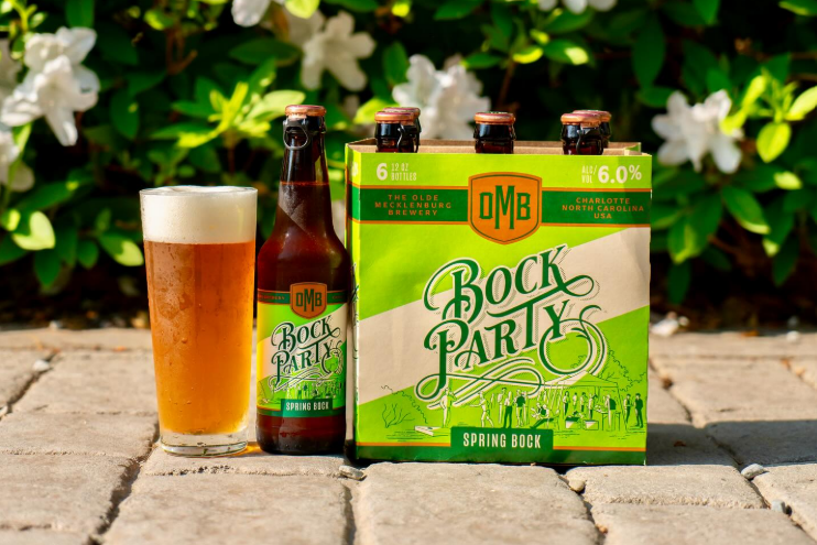 Photo of Bock Party beer bottle from The Olde Mecklenburg Brewery, sharp and realistic