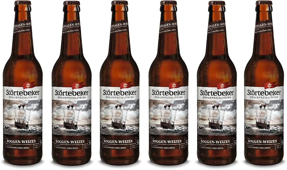 Chai bia Roggen-Weizen từ Störtebeker Braumanufaktur với thiết kế đơn giản nhưng tinh tế.