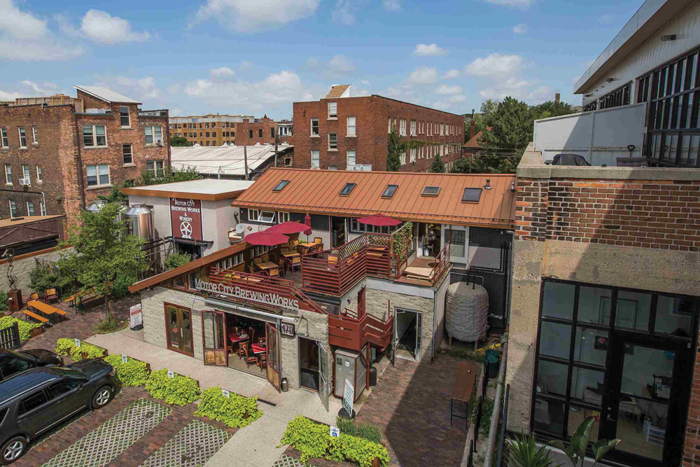 Panoramic view of the exterior of Motor City Brewery – the birthplace of Ghettoblaster - Ghettoblaster: Beer Melodies From the Heart of Detroit