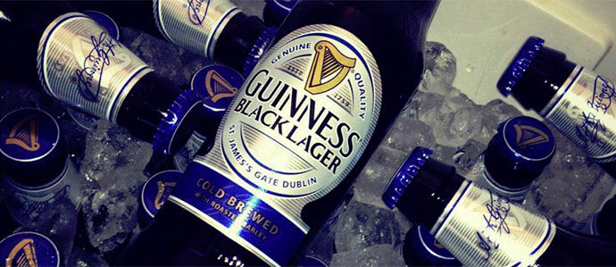 Guinness Black Lager bottle image with classic design, showing the rich lager style of Guinness.