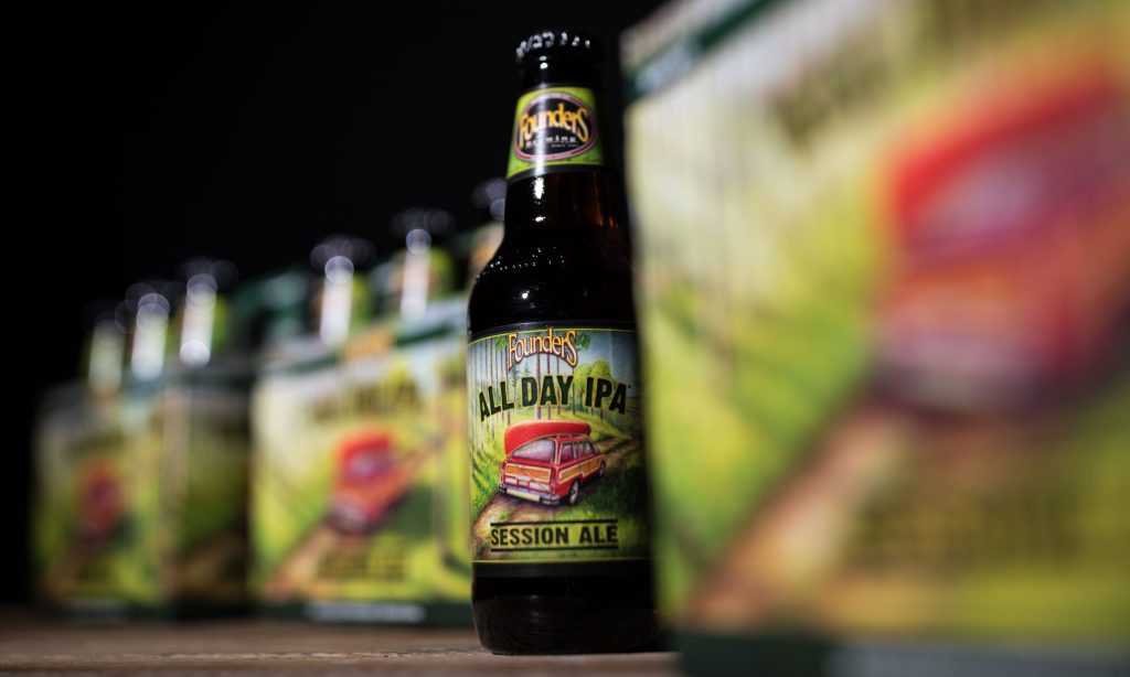 All Day IPA upright beer bottle