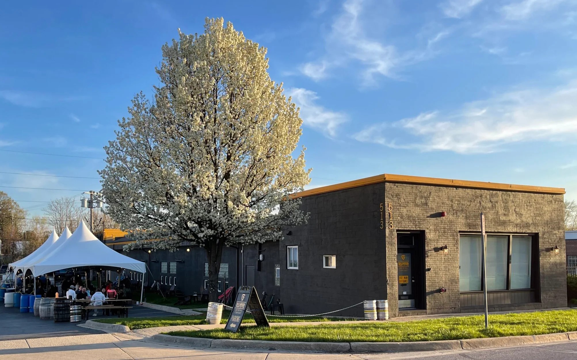 Exterior view of Goldfinger Brewing Company's brewery in the US - Goldfinger Original Lager: Golden Light for Awakening Souls