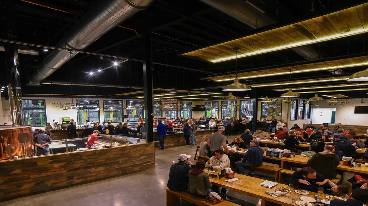 View of customers enjoying beer at Jacks Abby Brewing - Fest Of Both Worlds: Hymn To Modern Lager