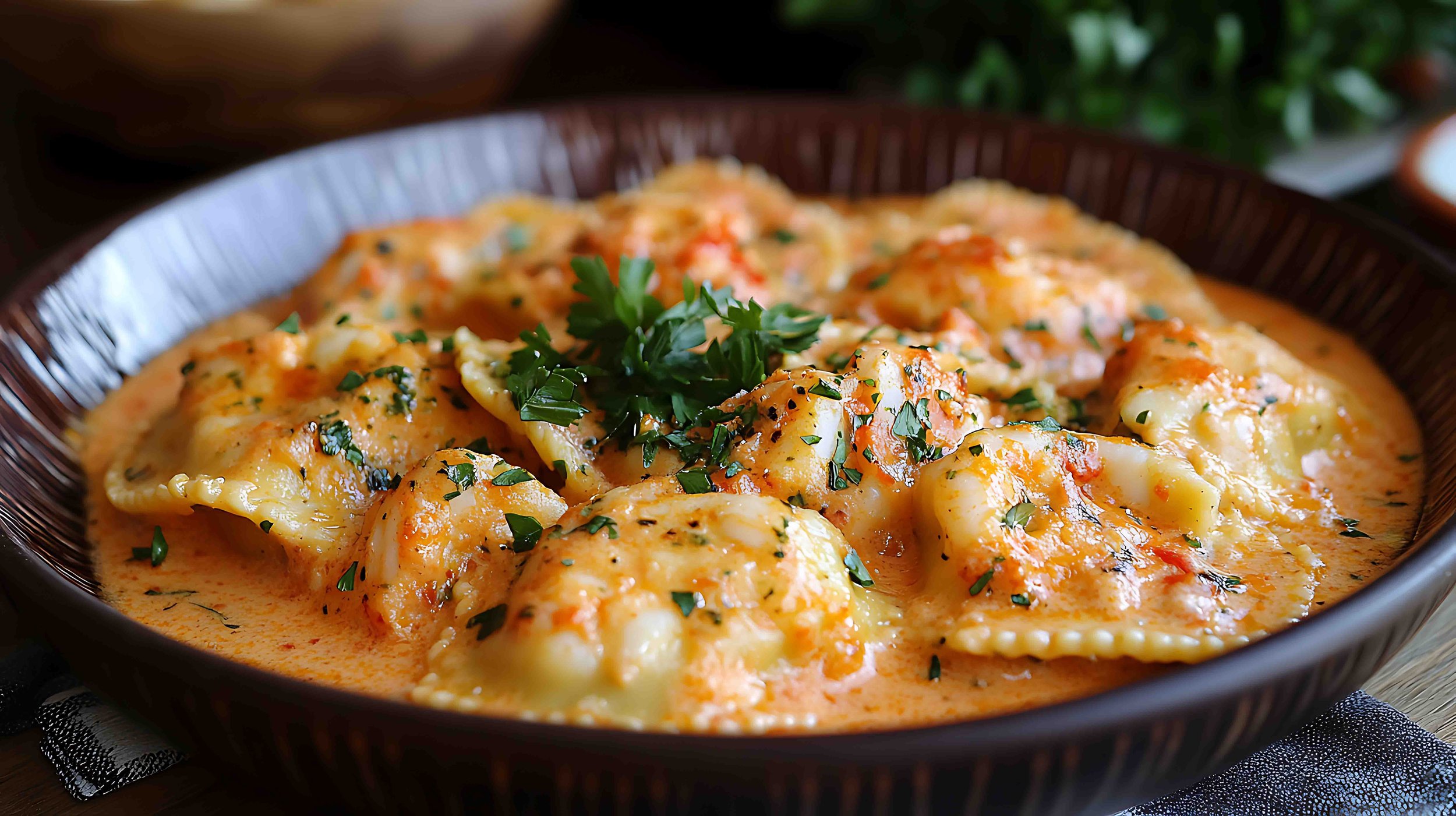 Lobster ravioli with spicy marinara sauce – the luxury of seafood and malt creates a flowery table between the road and the stream - Krampus: The Traveler Who Carried Fire in the Snow