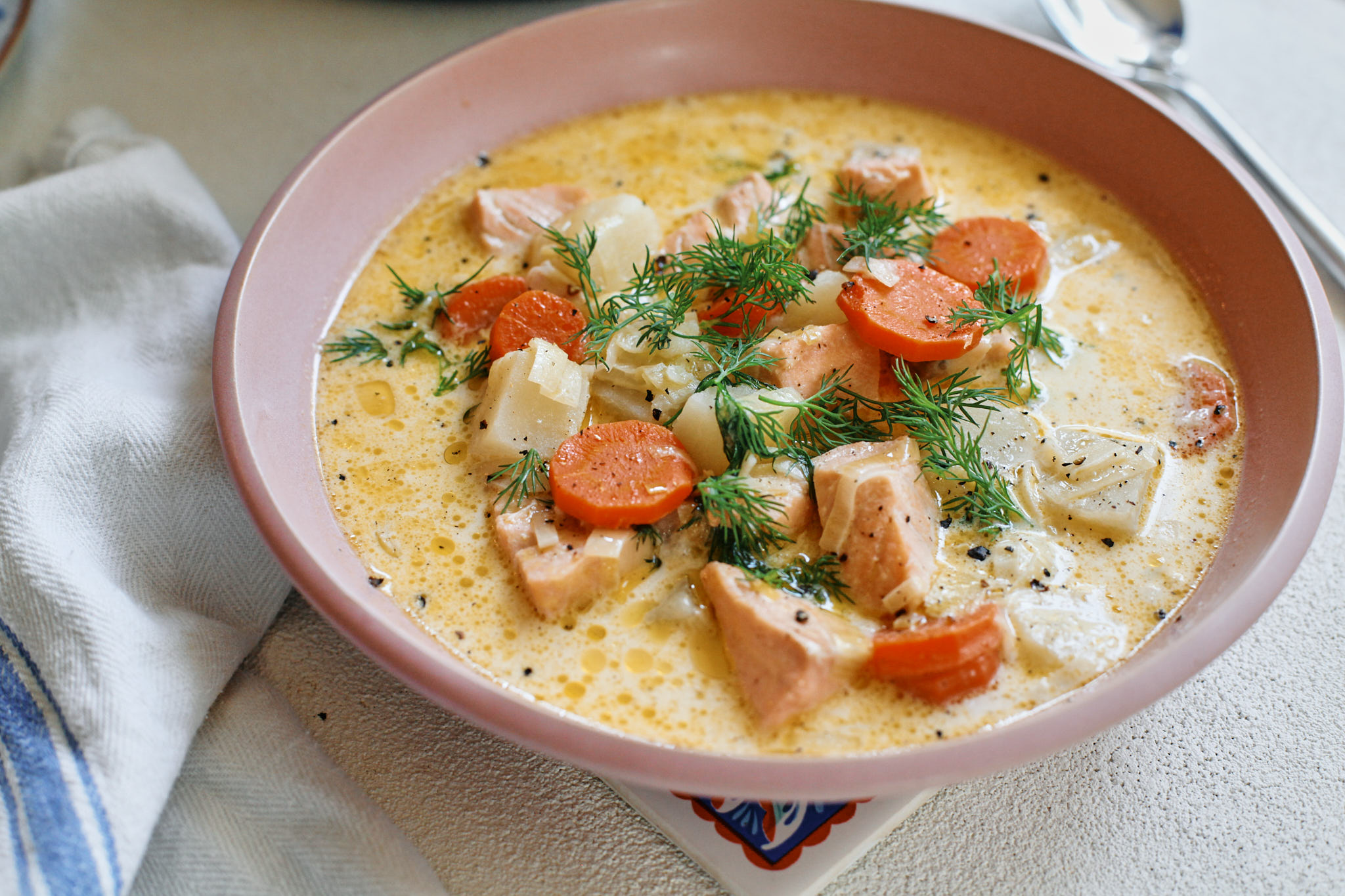 Lohikeitto with salmon in creamy sauce is a special dish that enhances the flavor of beer - Bare Bear: The Revolution of Restoring Classic Beer