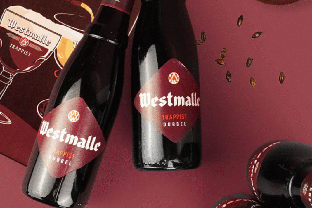 Westmalle Dubbel bottle horizontal shot Westmalle Dubbel bottle horizontal shot