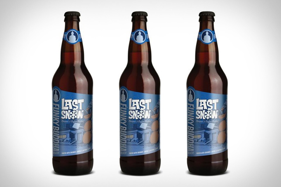 Last Snow has a unique beer can design with the iconic snow image - Last Snow: Florida Sunshine in the Shape of a Black Porter