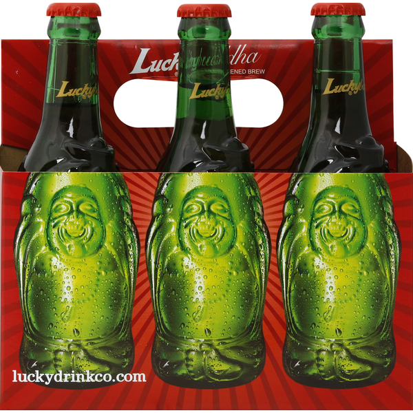 Lucky Buddha Enlightened Beer has a unique beer can design with unique printed images - Lucky Buddha Enlightened Beer: Golden Rice For A Happy Soul