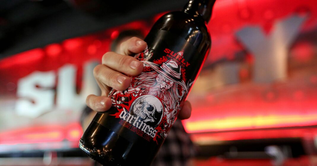 Surly Darkness Imperial Stout Black Tilted Bottle