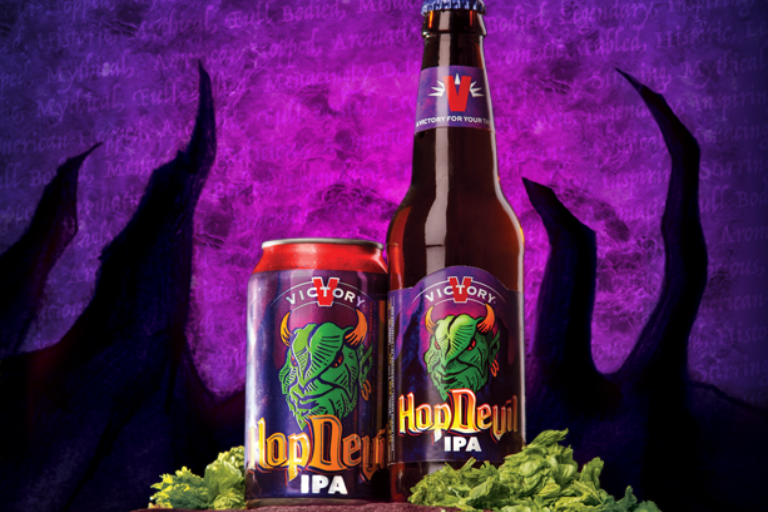 HopDevil beer bottle outdoors