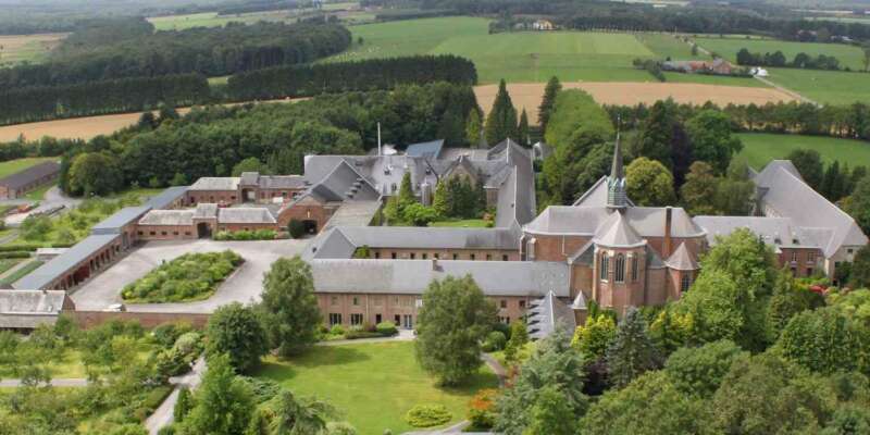 Rouge (Red): Red Soul From The Ancient Monastery Panoramic view of the Bieres de Chimay monastery brewery from above - Rouge (Red): Red Soul From the Ancient Monastery