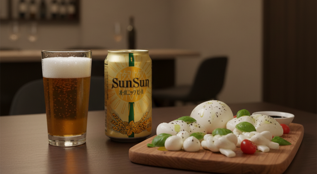 このビールはカリカリのモッツァレラチーズと相性抜群 - オーガニックビール信州燦々：オーガニックビールの傑作