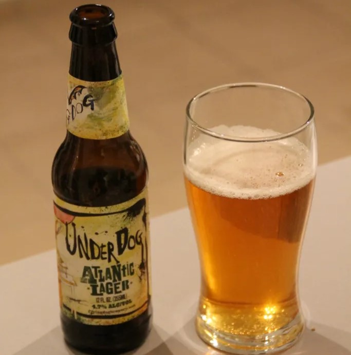 UnderDog Atlantic Lager has a unique abstract beer bottle design - UnderDog Atlantic Lager: Golden Whisper