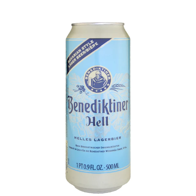 Benediktiner Hell has an impressive beer can design with the most blue color - Benediktiner Hell: The Pure Soul of Bavaria in a Drop of Gold