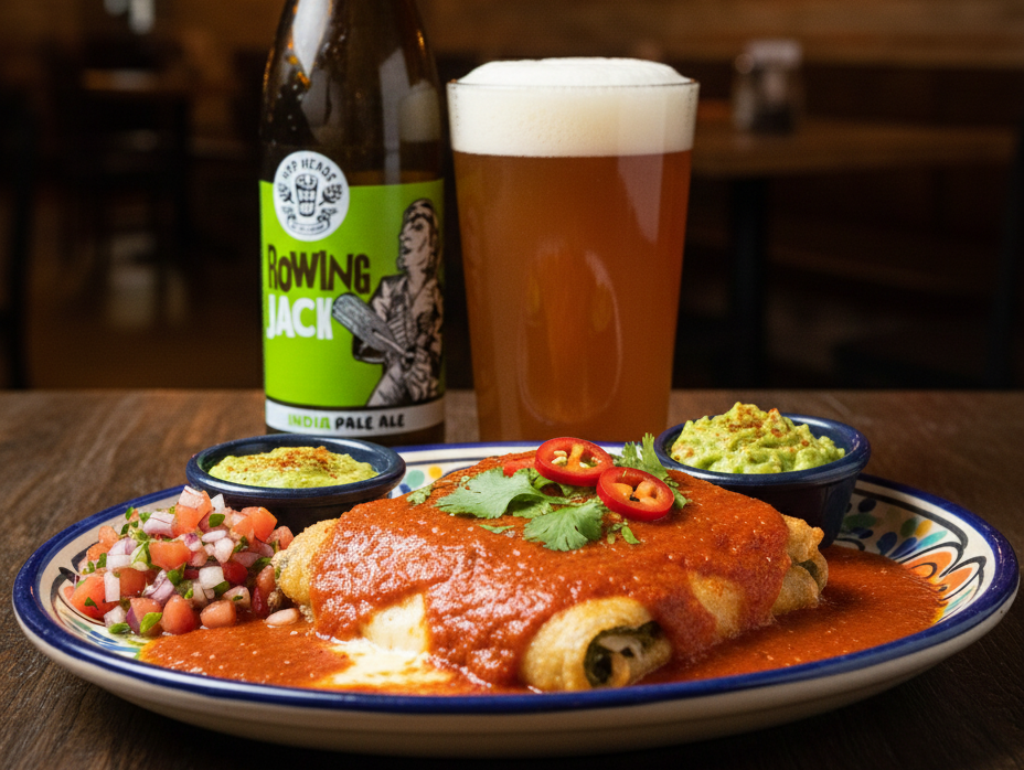 This beer goes well with spicy and rich Mexican dishes - Rowing Jack: A Song of Bitter and Floral Joy