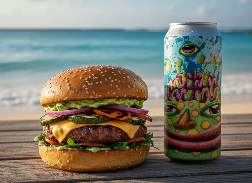Dieses Bier passt gut zu einem leckeren gegrillten Gemüseburger - Misterio do Planeta: Lost in the Fruity Planet