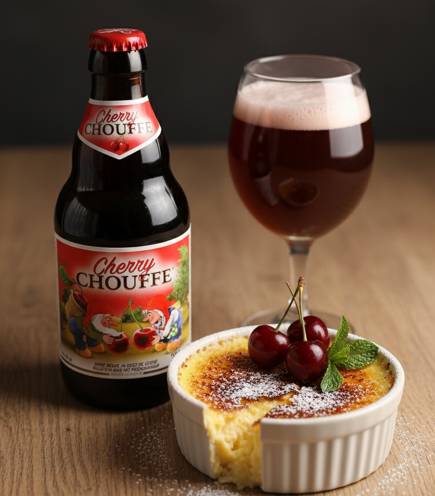 Cherry Chouffe: Die rote Muse aus dem Herzen Belgiens Dieses Bier passt perfekt zu einer cremigen Crème Brûlée - Cherry Chouffe: Die Muse in Rot aus dem Herzen Belgiens