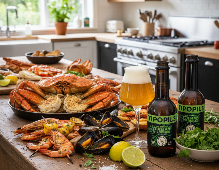 Beer goes well with delicious fresh seafood - Tipopils: The Golden Declaration for an Exemplary Pilsner