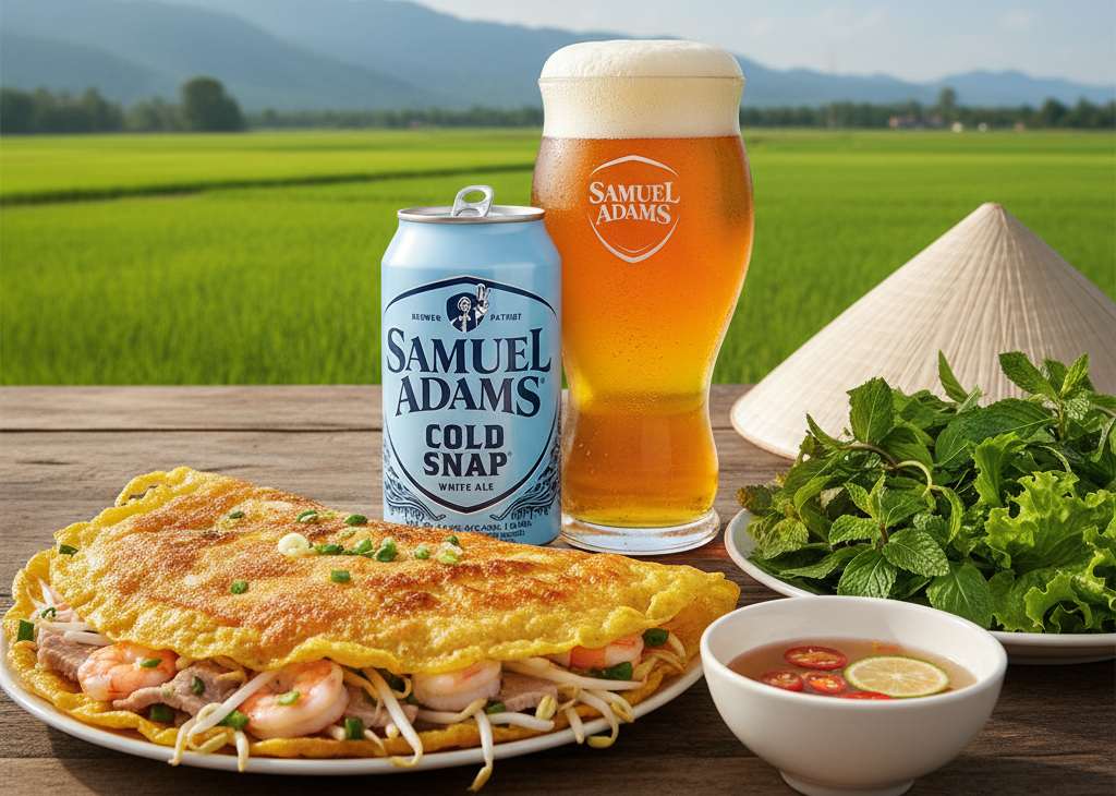 Bia phu hop thuong thuc cung mon banh xeo gion rum - Samuel Adams Cold Snap: Gi&oacute; Xu&acirc;n Th&igrave; Thầm