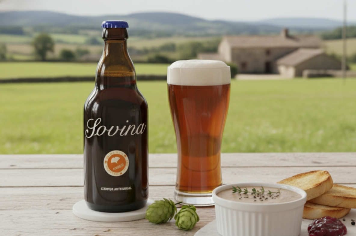 今日は脂っこいパテと一緒に楽しむビール - ソヴィナ・アンバー：ソヴィナを一口飲むごとに感動が湧き上がる