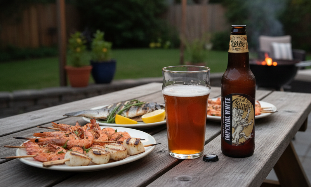 ビールは香ばしいグリル料理によく合う - サミュエル・アダムス『インペリアル・ホワイト：誘惑のダンス』