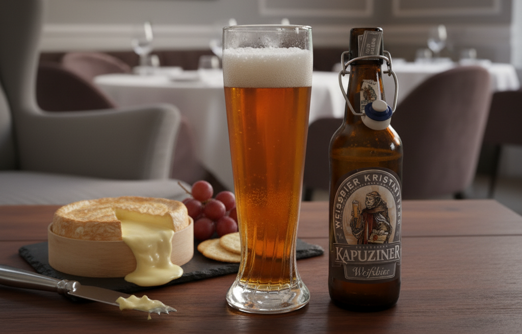 Kapuziner Kristall Klar: Linh Hồn Pha Lê Của Vụ Mùa Lúa Mì Bia phu hop thuong thuc voi mon Camembert beo ngay - Kapuziner Kristall Klar: Linh Hồn Pha Lê Của Vụ Mùa Lúa Mì