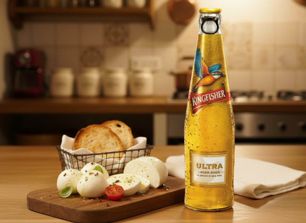 Bier passt hervorragend zu frischem Mozzarella – Kingfisher Ultra: Wenn ein Tropfen Bier zum Erbe wird