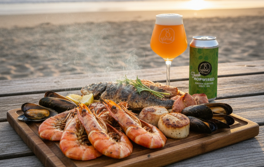 Warm grilled seafood dishes go well with this beer - Fresh Hopwired: Adventures in Every Drop of Yeast
