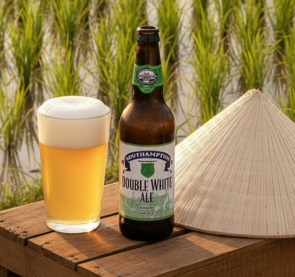 Double White Ale: Tragen Sie Ihren Stolz Double White Ale hat ein blau-weißes Design, das ein Gefühl der Anziehung erzeugt - Double White Ale: Die Kraft des Stolzes tragen