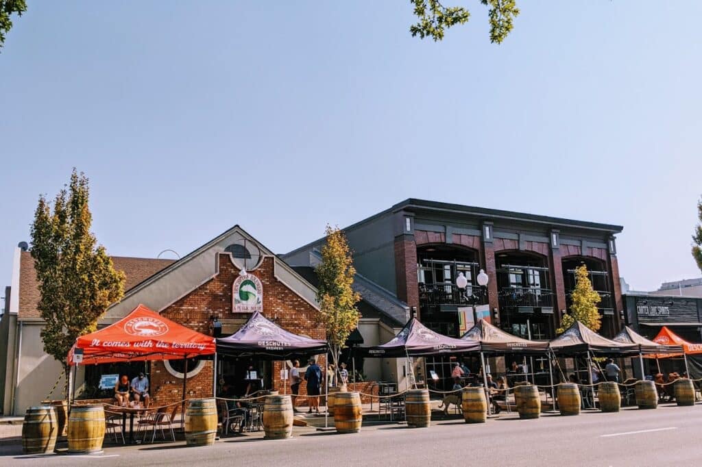 Classic photo of the exterior of the legendary Deschutes Brewery - Black Butte NA: Legacy of the Freedom Legend