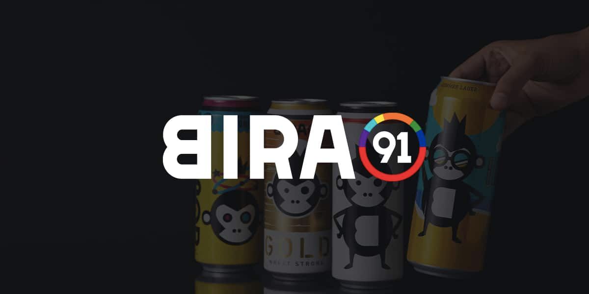 Unique upside-down logo of Bira 91 brewery - Blonde Summer Lager: A Seductive Whisper From India