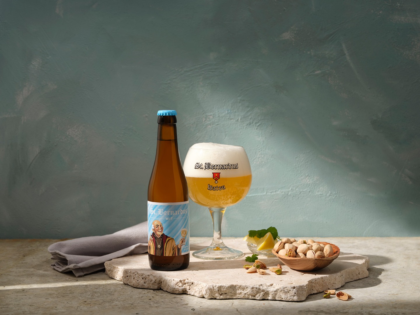 Image of St. Bernardus Wit beer can with light green design - Wit: Immerse Yourself In The Cloudy Yellow From The Heart Of Belgium