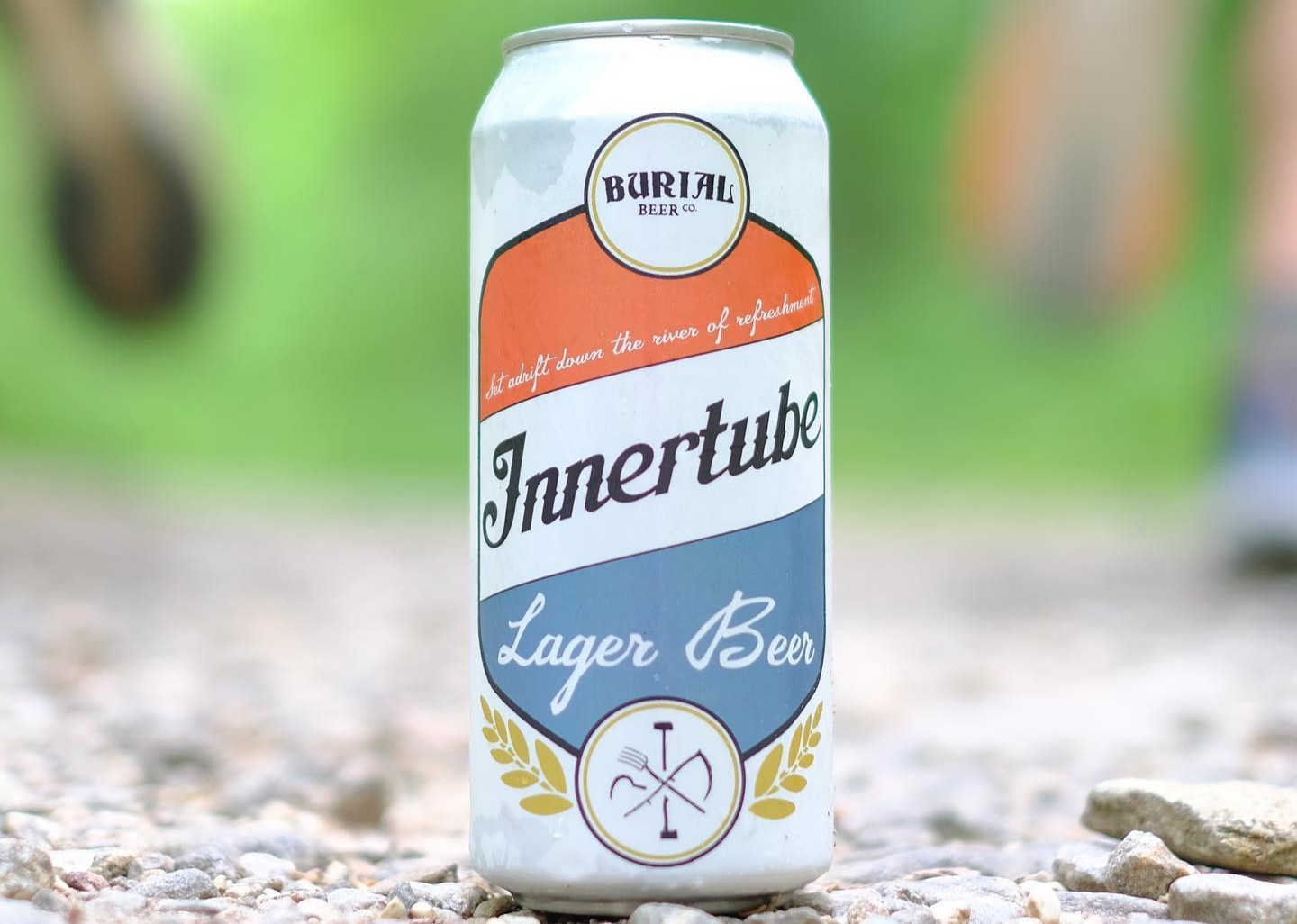 Innertube has a unique beer can design with two red and blue colors - Innertube: Swimming Float for the Soul to Soar