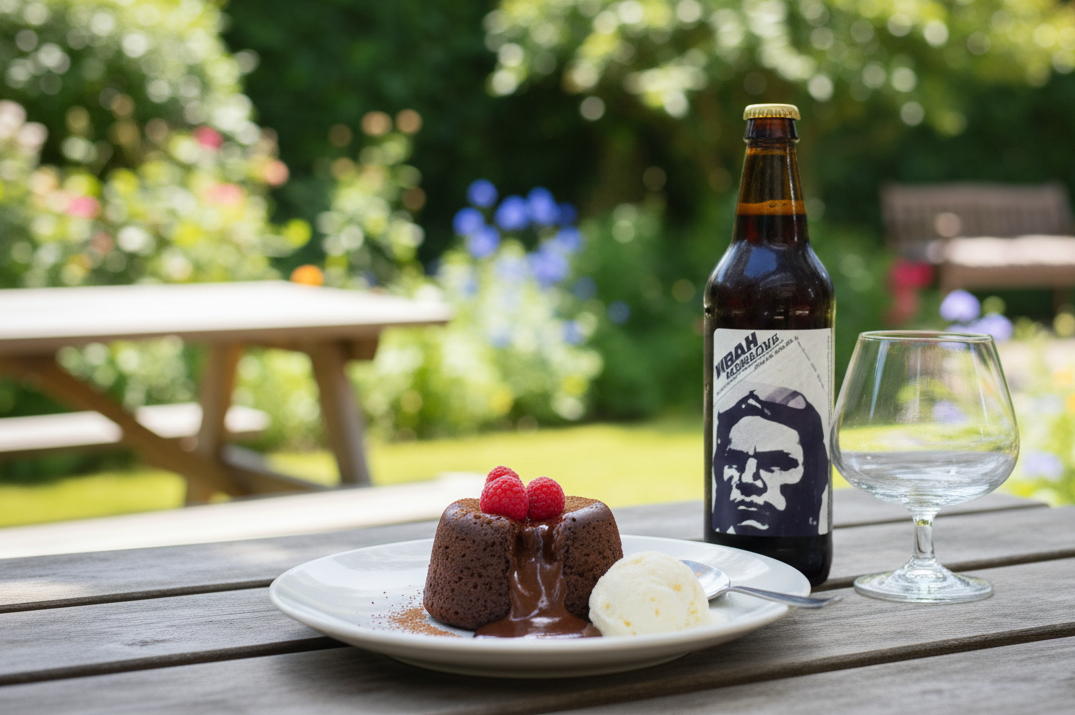 This sweet chocolate lava cake goes well with the taste of this beer - Ivan Kozhedub: Whispers from the Dark Side of Russia