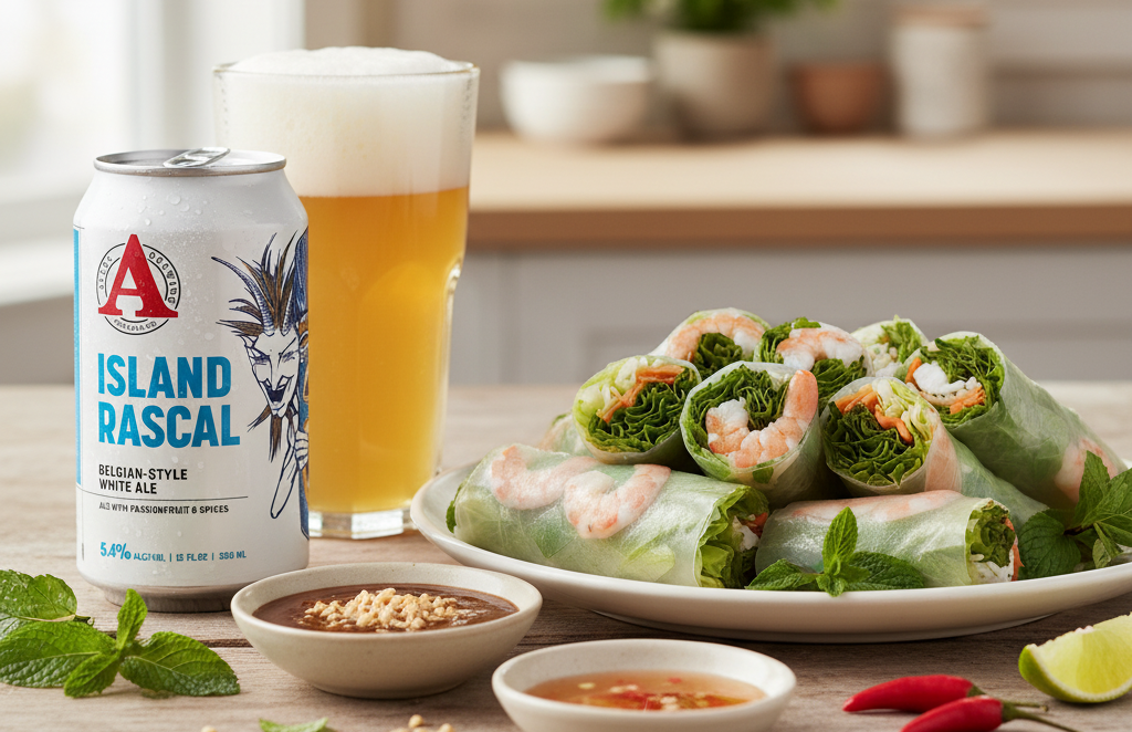 Vietnamese spring rolls are a great dish to enjoy with this beer - Island Rascal: Sea Breeze On The Magical Island