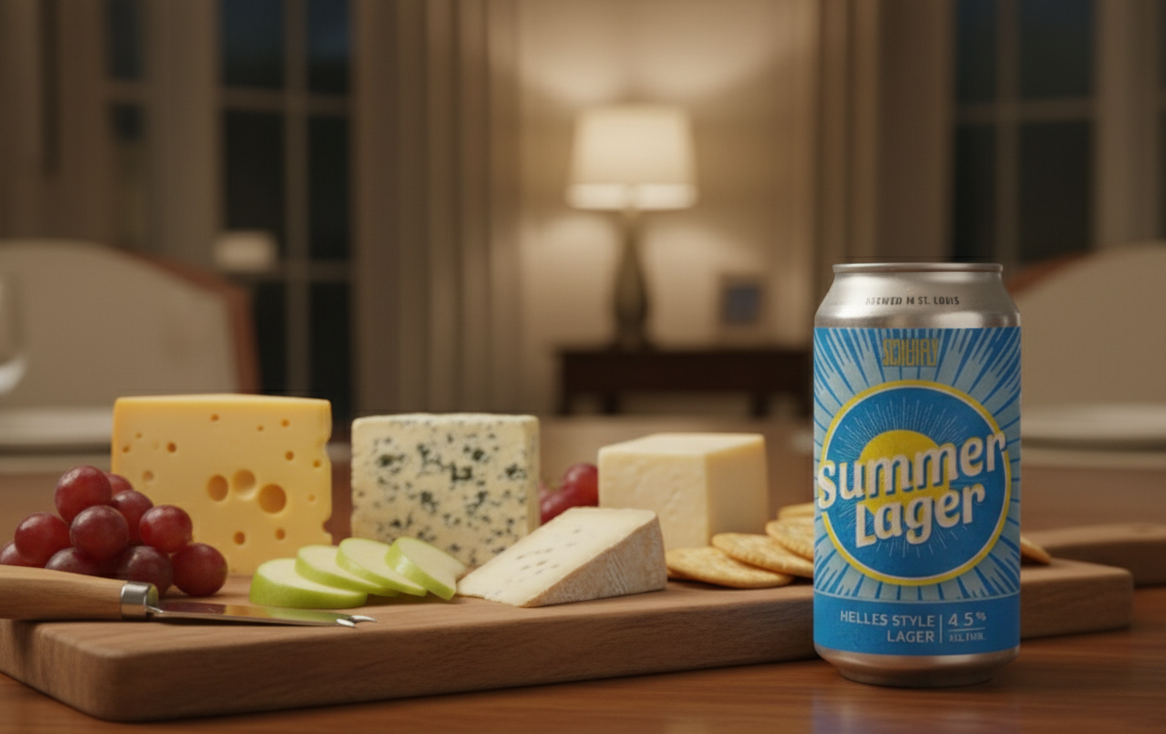 This rich cheese is a perfect match to enjoy with this beer - Schlafly Summer Lager: The Yeast That Calls Summer Home