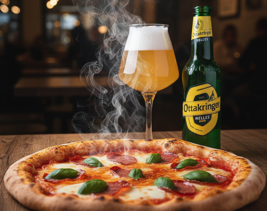 Ottakringer Helles: Die Seele Wiens in jedem Tropfen Gold Diese dampfend heiße Pizza ist die perfekte Begleitung zu diesem Bier - Ottakringer Helles: Die Seele Wiens in jedem Tropfen Gold.