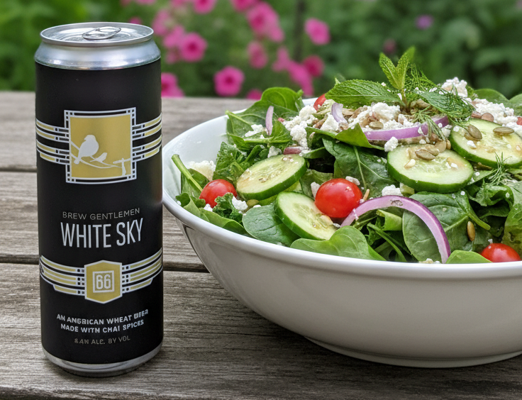 White Sky: Pure Sky Welcoming Golden Sunshine A fresh green salad that goes perfectly with the taste of beer - White Sky: Pure Sky Welcoming the Golden Sunshine