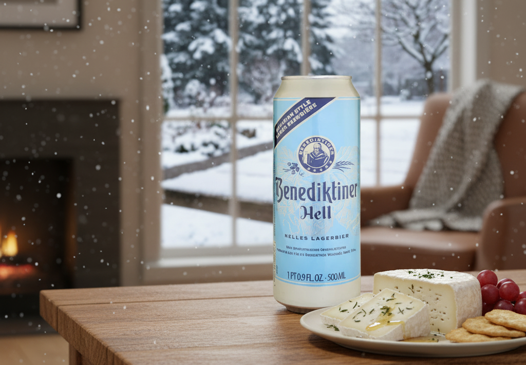 These fresh cheese slices go perfectly with this beer - Benediktiner Hell: The Pure Soul of Bavaria in a Drop of Gold