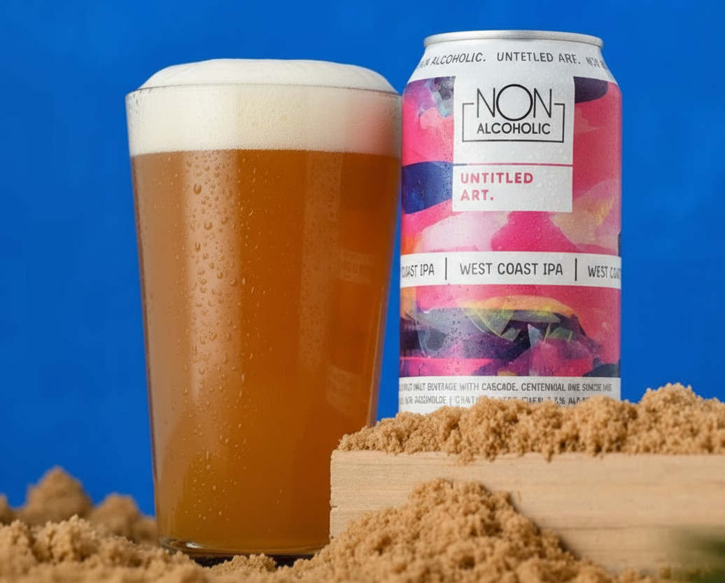 Non-Alcoholic West Coast IPA: Warm, golden color with a hint of amber - Non-Alcoholic West Coast IPA: Gentle Without Being Humble