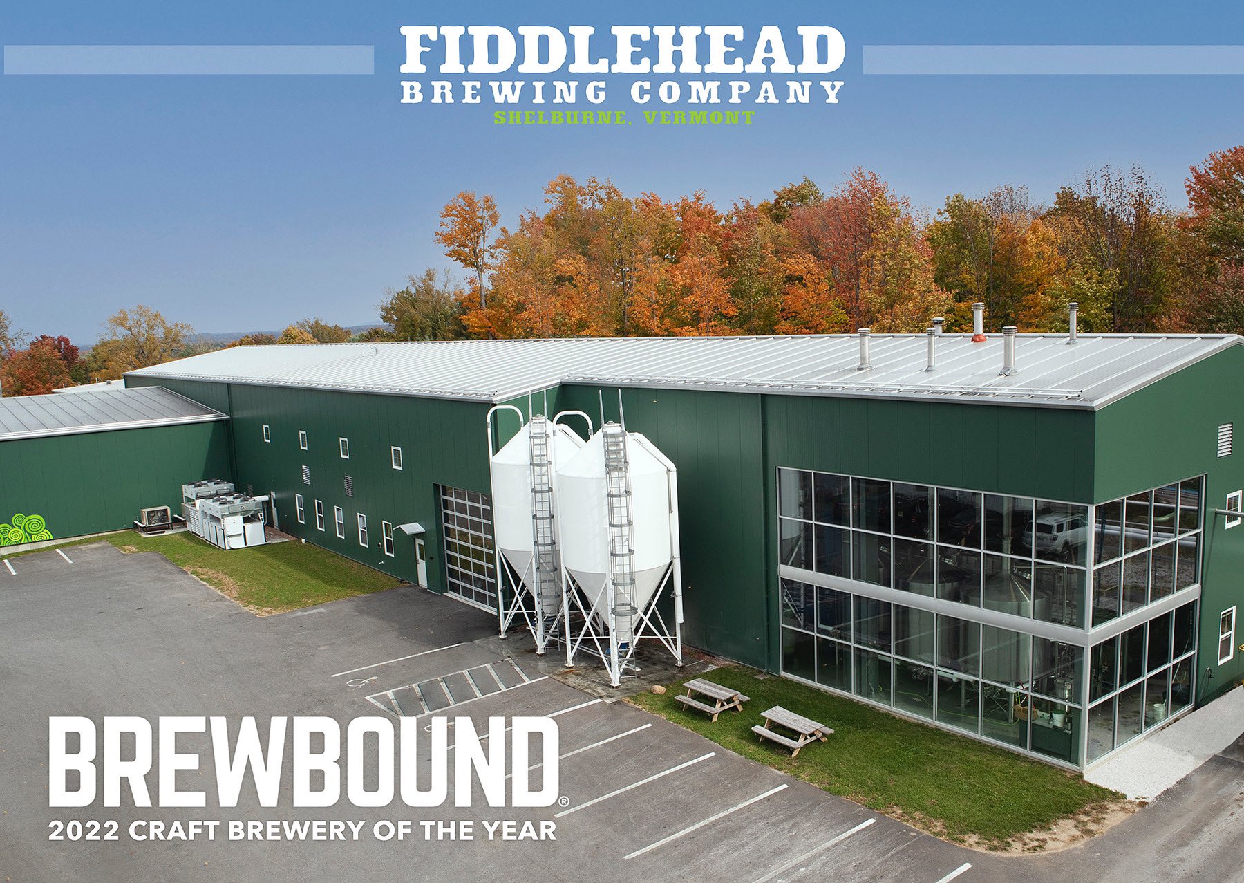 Die gesamte Brauerei der Fiddlehead Brewing Company ist in einem beruhigenden Grünton gehalten – Rarefied Air: Die Essenz von Vermont in einem sonnigen Schluck