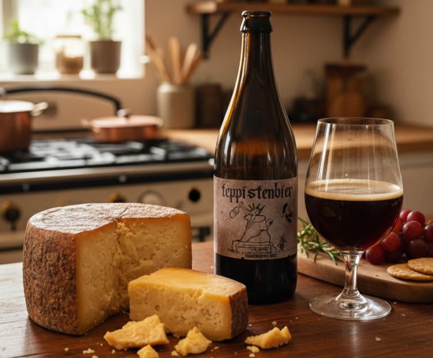 Teppistenbier: Die Kombination aus Eiche und Dunkelbraunem Traum Die Form des Teppistenbiers eignet sich hervorragend zum Genuss mit kräftigem Käse – Teppistenbier: Die Kombination aus Eiche und dunklem Braun – ein Traum